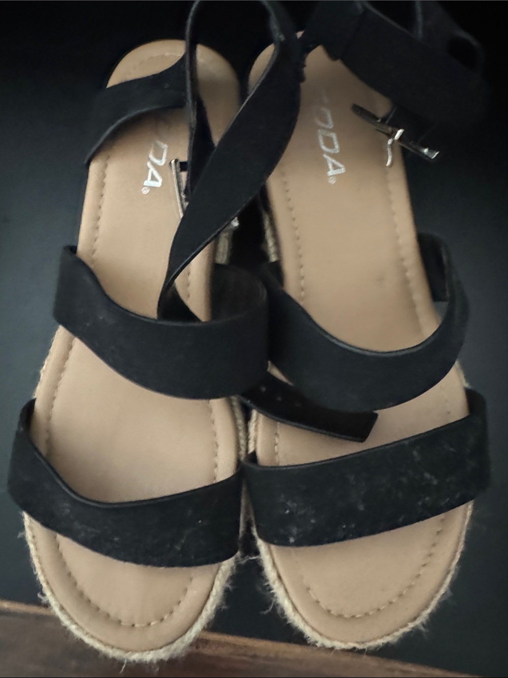 Soda Black Strappy Espadrille Sandals